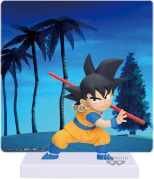 Daima Son Goku Mini Figure con pannello sfondo 7cm